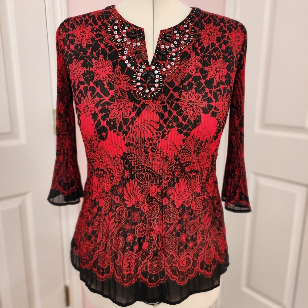 Fashion Bug Red and Black Blouse